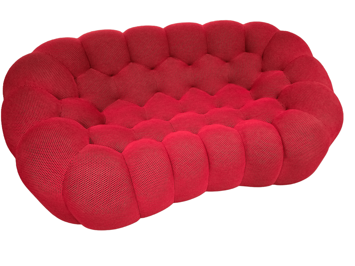 Roche Bobois Curved Red Bubble Sofa 2.5 Seater - Opulent Seating