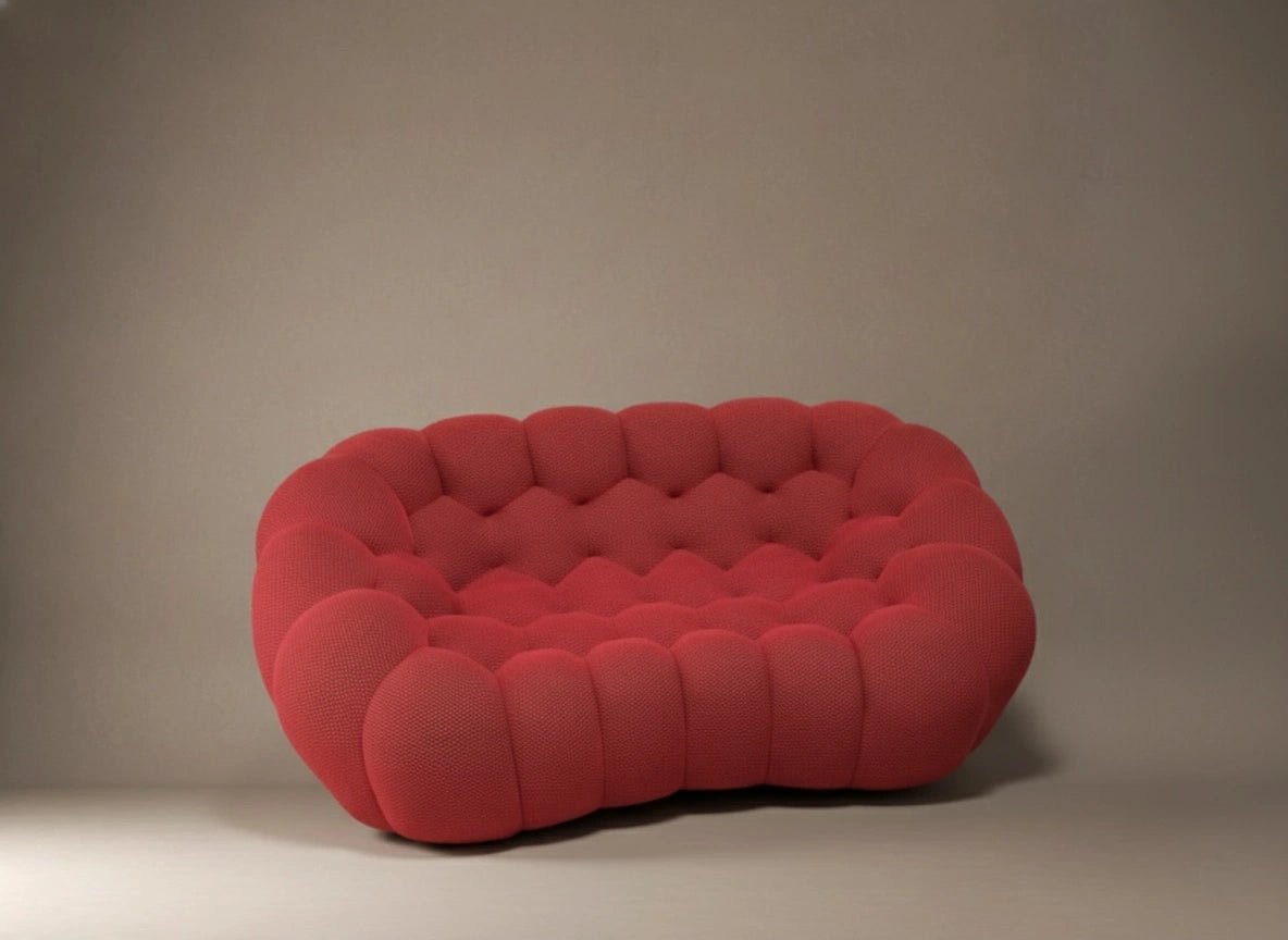 Roche Bobois Curved Red Bubble Sofa 2.5 Seater - Opulent Seating