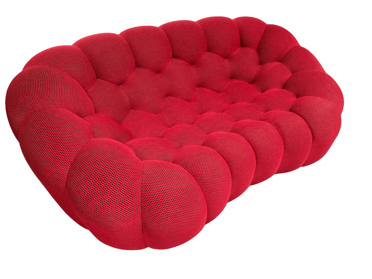 Roche Bobois Curved Red Bubble Sofa 2.5 Seater - Opulent Seating