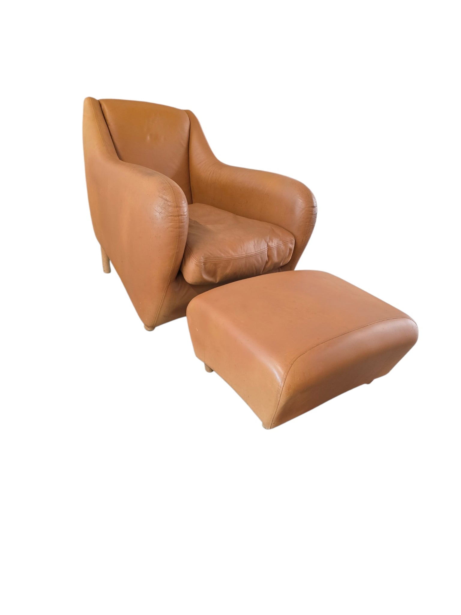 SCP Balzac Leather Armchair & Footstool Set – 25th Anniversary Edition by Matthew Hilton - Opulent Seating