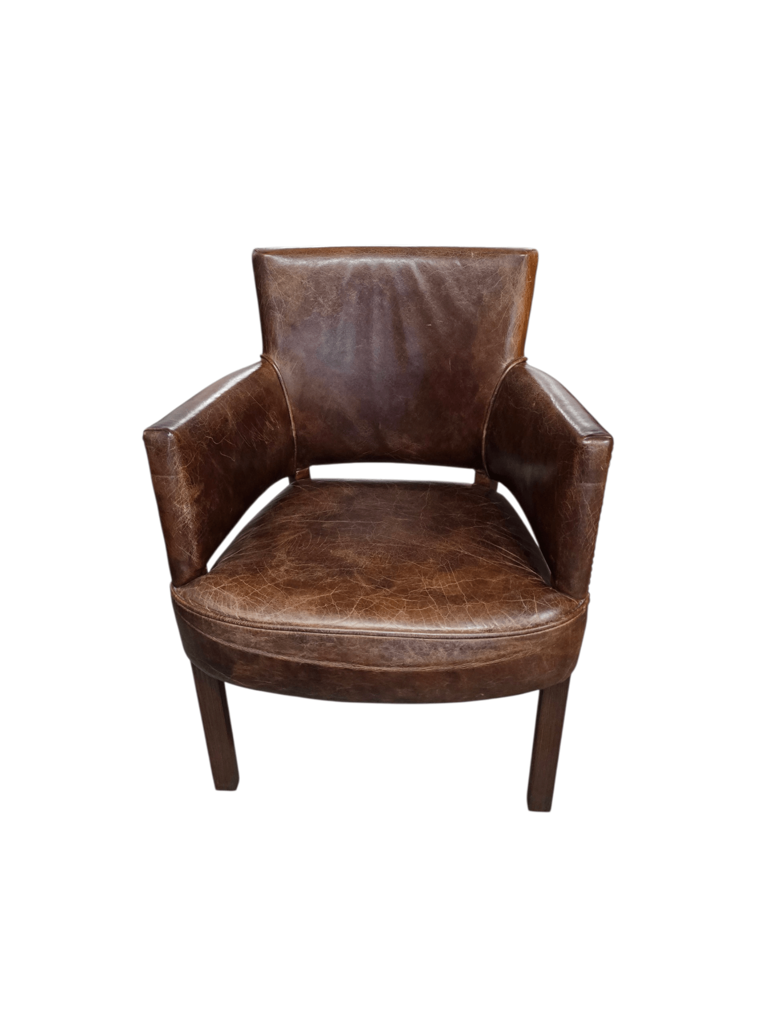 Set of Four Halo Timothy Oulton Leather Brown Dining Chairs - Opulent Seating