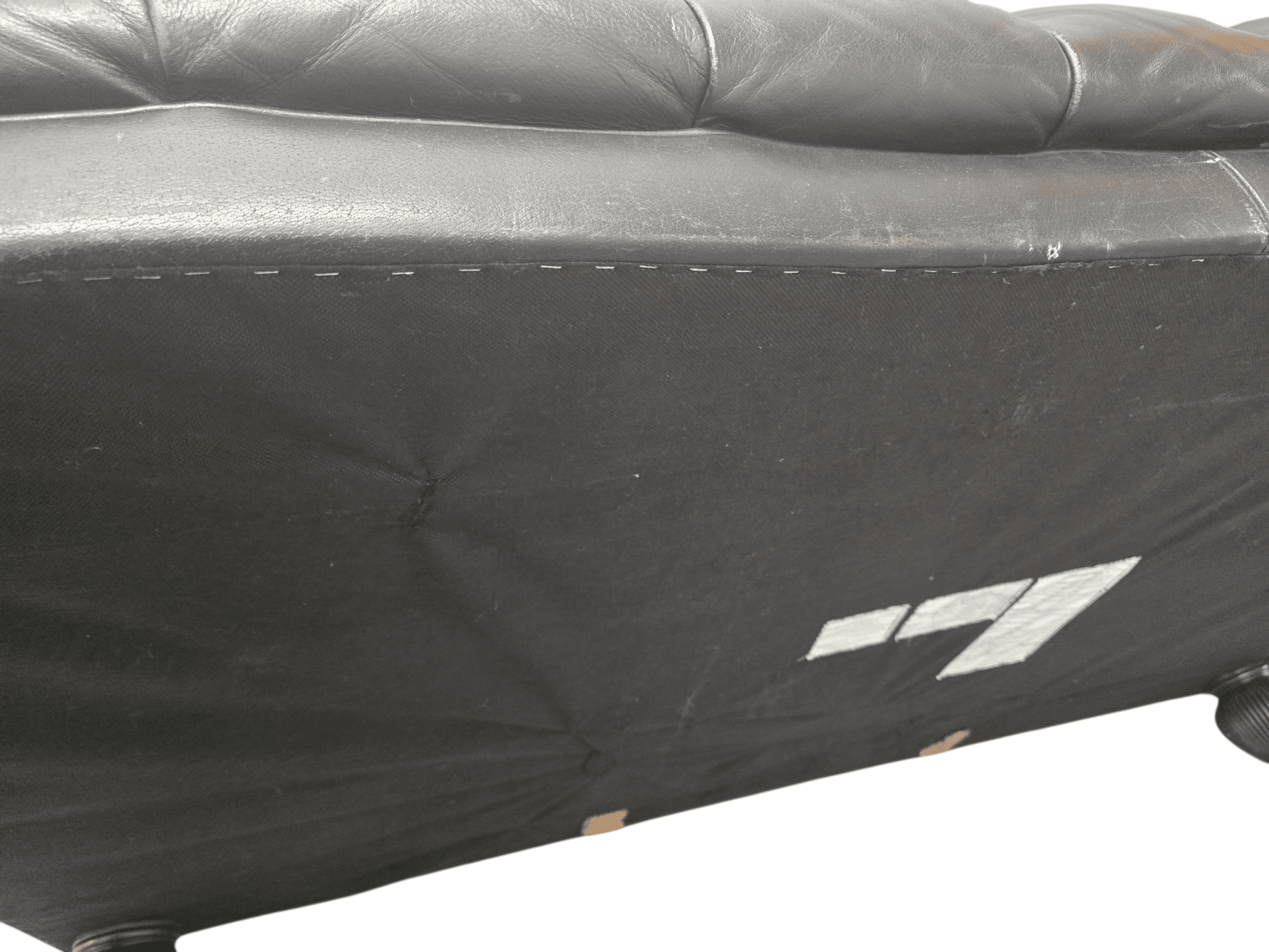 Tetrad Black Chesterfield Leather Oskar Three - Piece Suite: 3 - Seater Sofa, Armchair & Footstool - Opulent Seating