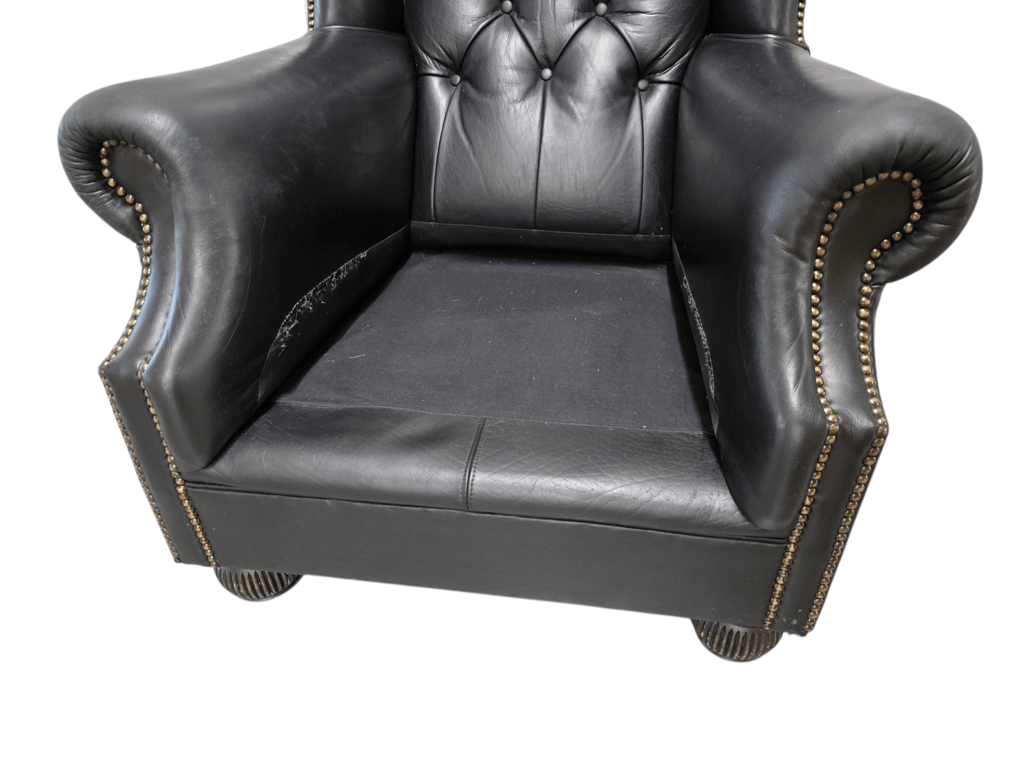 Tetrad Black Chesterfield Leather Oskar Three - Piece Suite: 3 - Seater Sofa, Armchair & Footstool - Opulent Seating