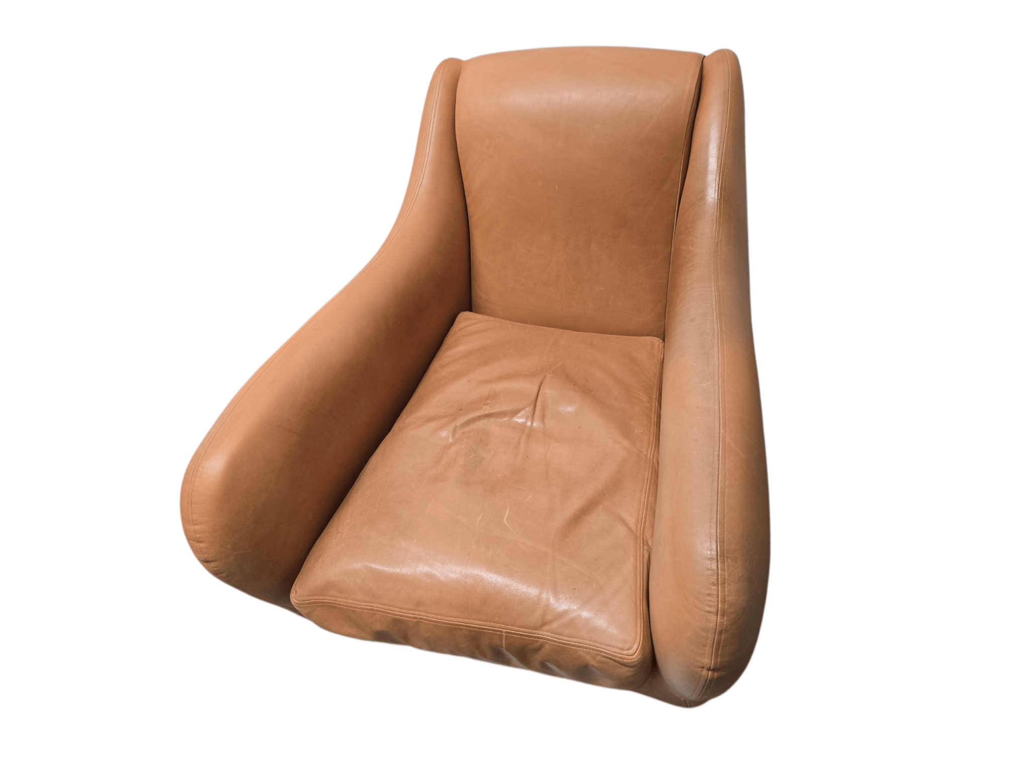 The Iconic Matthew Hilton 'Balzac' Armchair & Footstool | Hand - Dyed Leather - Opulent Seating