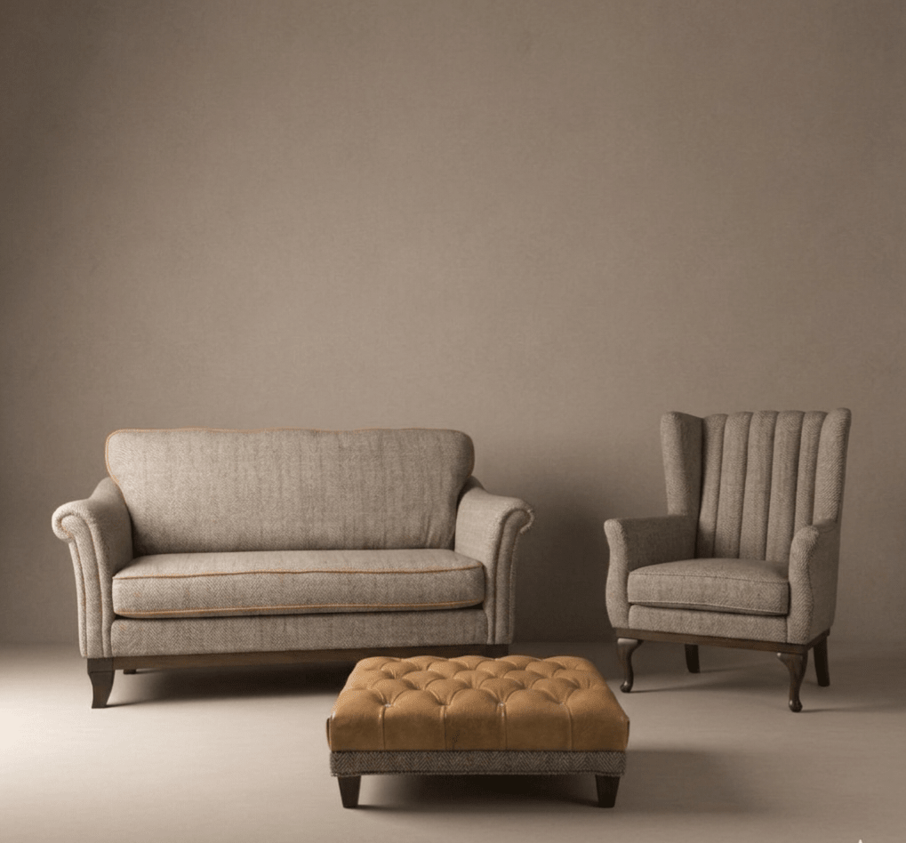The Weybourne & Blakeney 3 - Piece Harris Tweed Suite by Wood Bros - Opulent Seating