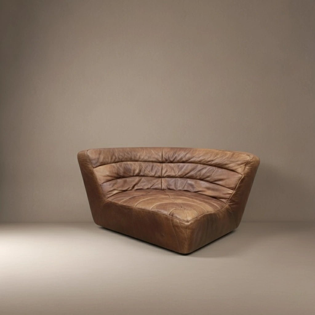 Timothy Oulton Brown Leather Shabby Corner Sofa - Opulent Seating