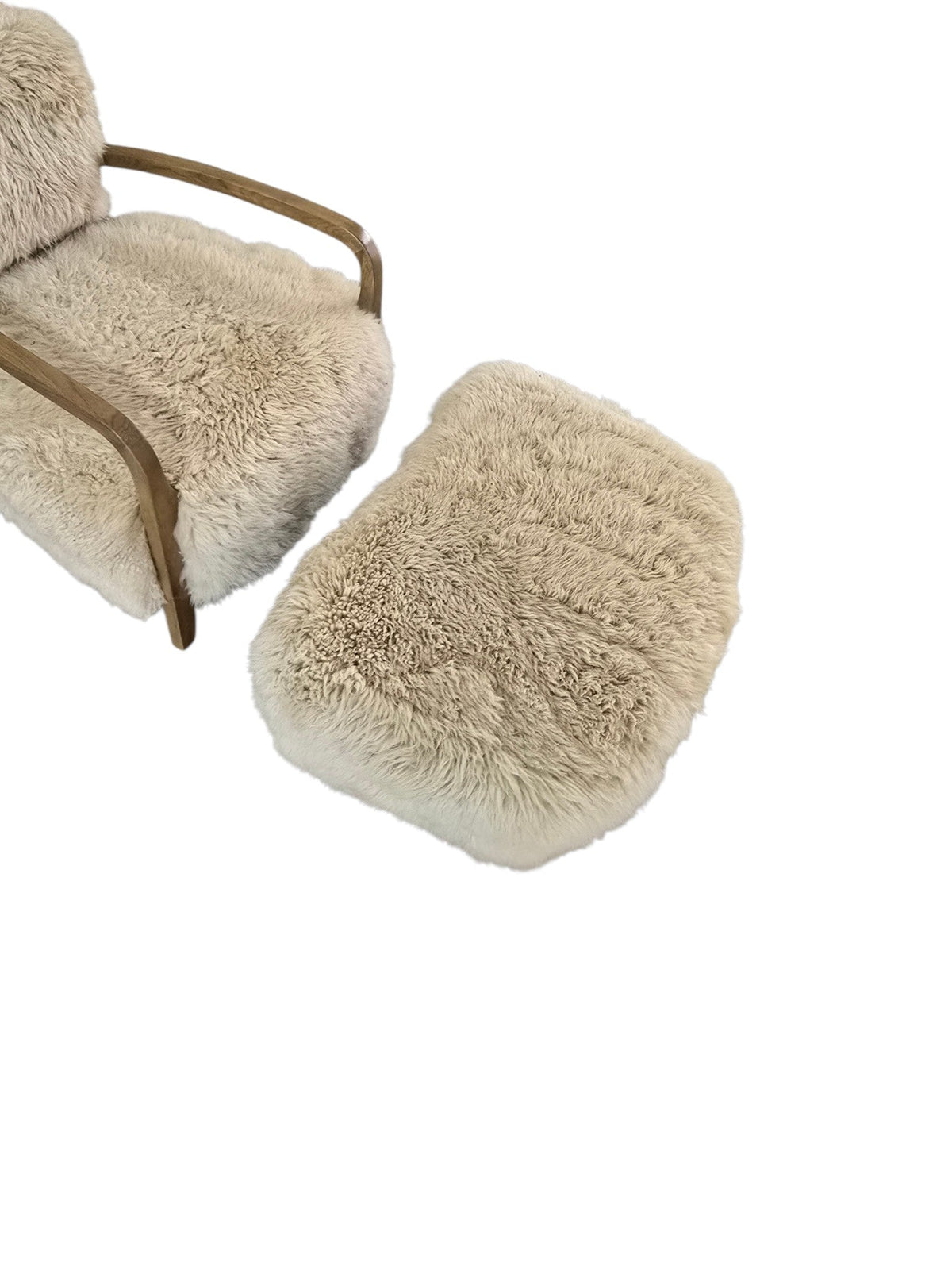 Timothy Oulton Cabana Yeti Sheepskin Armchair & Matching Footstool Set - Opulent Seating