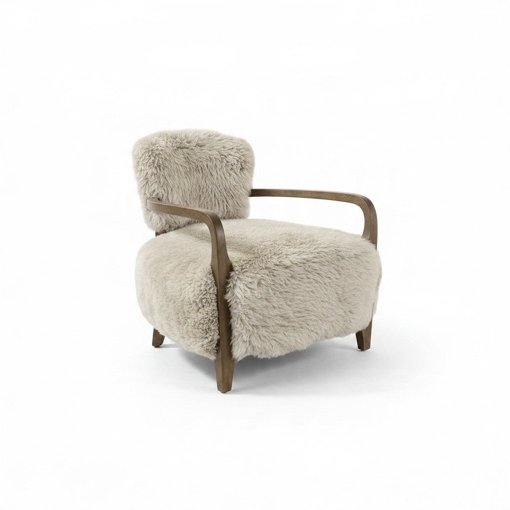 Timothy Oulton Cabana Yeti Sheepskin Armchair & Matching Footstool Set - Opulent Seating