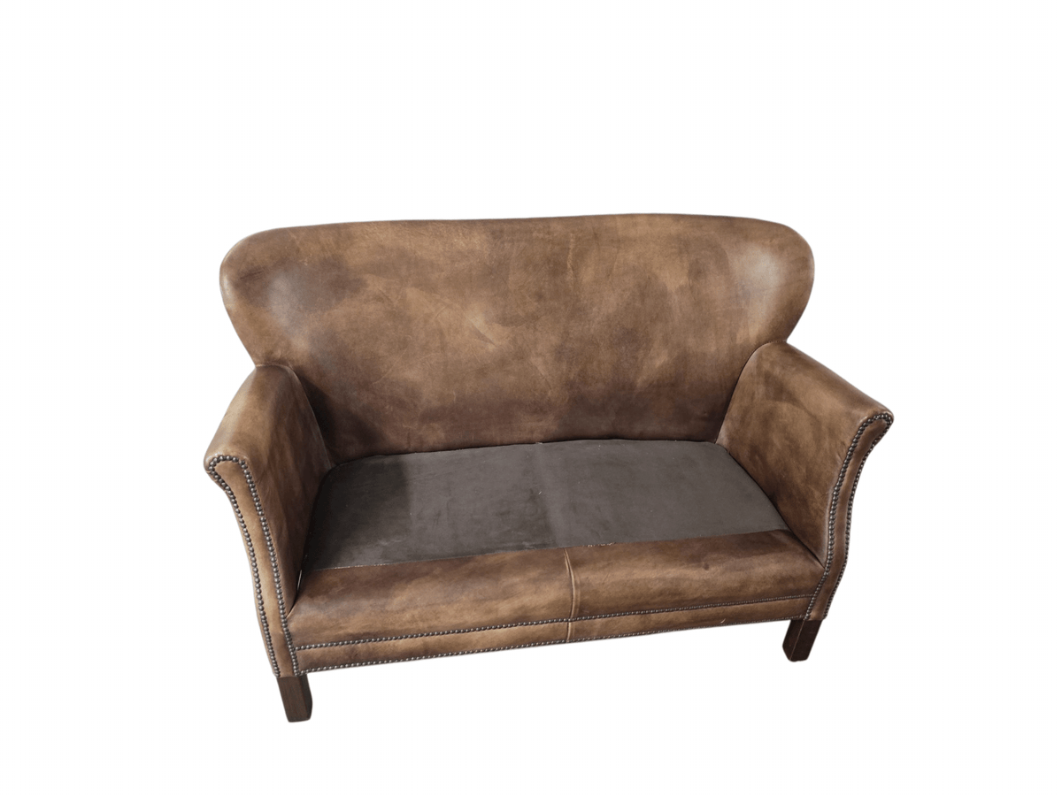 Timothy Oulton for Restoration Hardware Little Professor Two Seater Leather Brown Sofa - Opulent Seating