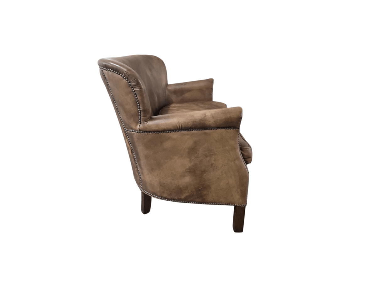 Timothy Oulton for Restoration Hardware Little Professor Two Seater Leather Brown Sofa - Opulent Seating
