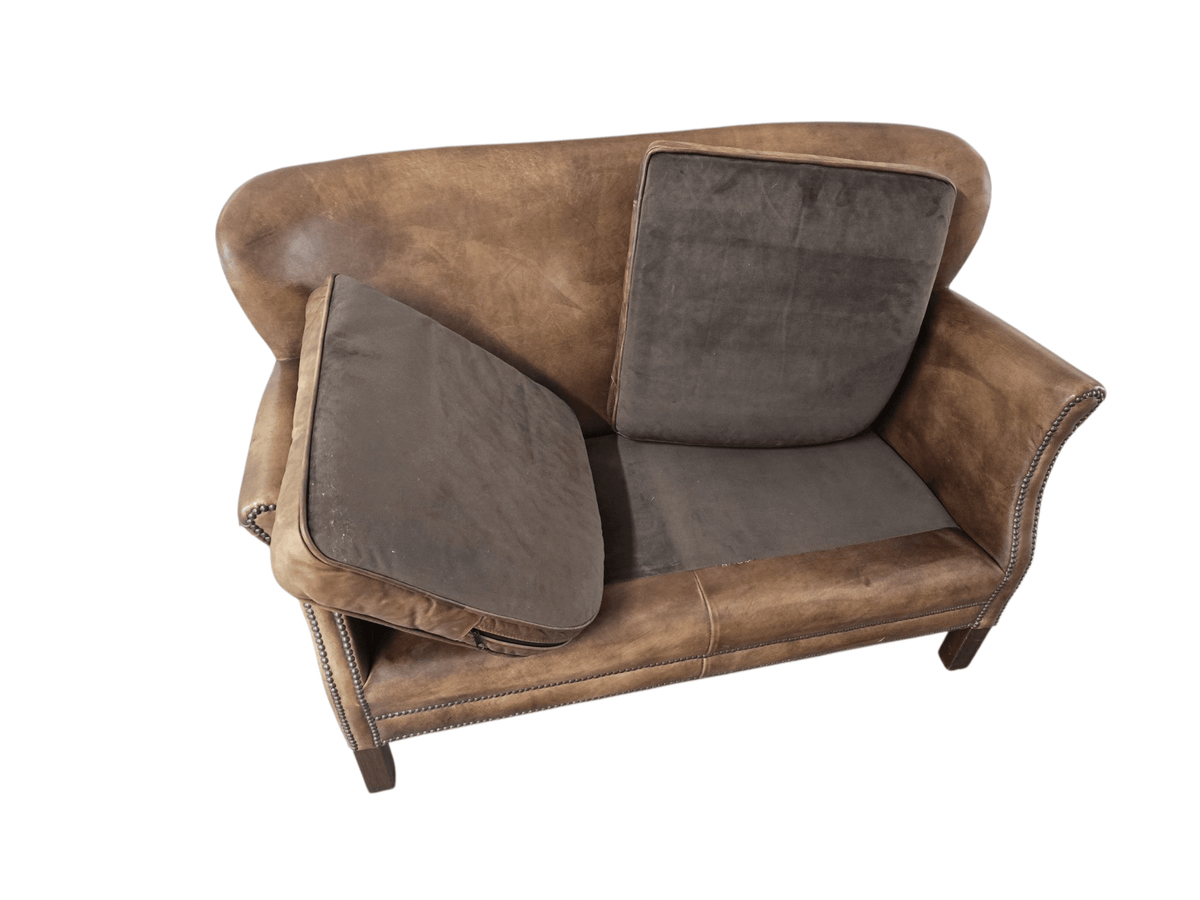 Timothy Oulton for Restoration Hardware Little Professor Two Seater Leather Brown Sofa - Opulent Seating