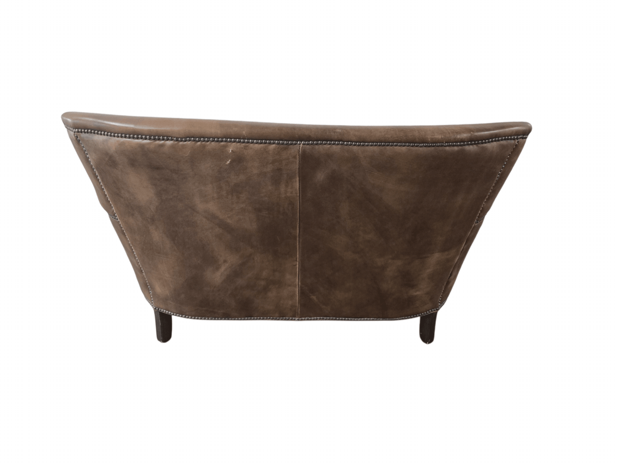 Timothy Oulton for Restoration Hardware Little Professor Two Seater Leather Brown Sofa - Opulent Seating