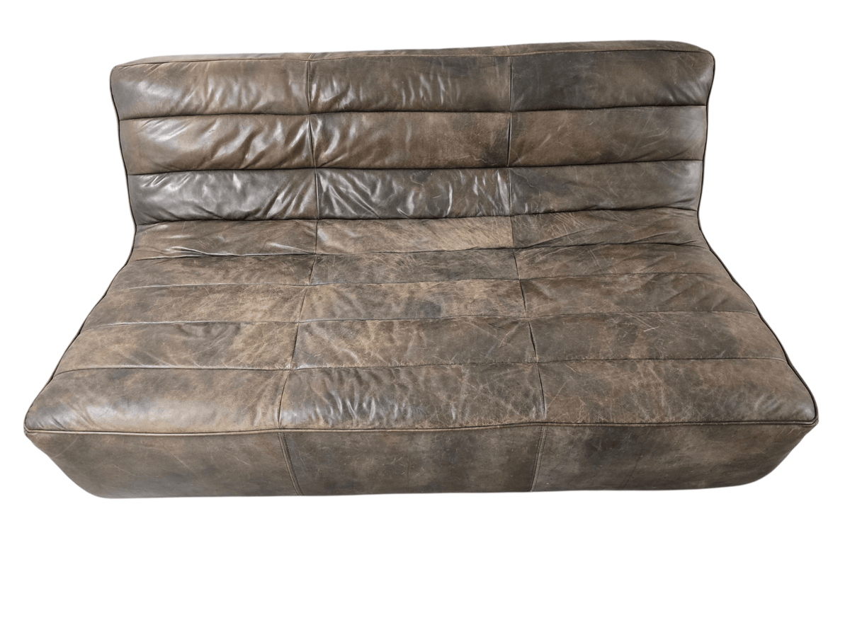 Timothy Oulton Shabby Three Seater Leather Modular Sofa in Antique Tobacco - Opulent Seating