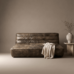 Timothy Oulton Shabby Three Seater Leather Modular Sofa in Antique Tobacco