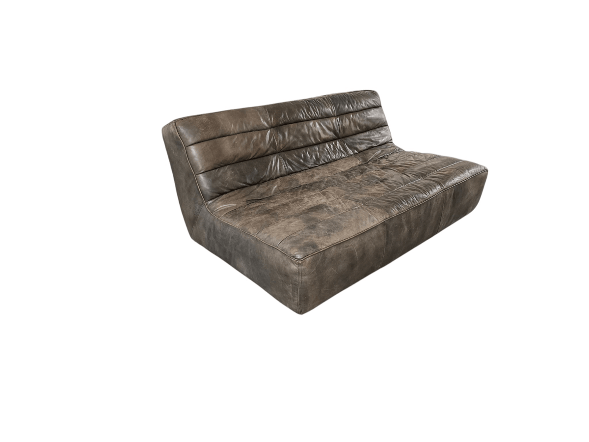 Timothy Oulton Shabby Three Seater Leather Modular Sofa in Antique Tobacco - Opulent Seating