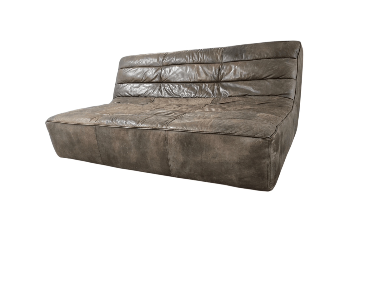 Timothy Oulton Shabby Three Seater Leather Modular Sofa in Antique Tobacco - Opulent Seating