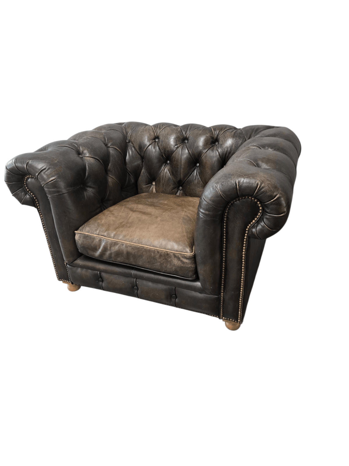 Timothy Oulton Westminster Three Seater Leather Sofa, Armchair, & Large Ottoman Set - Opulent Seating