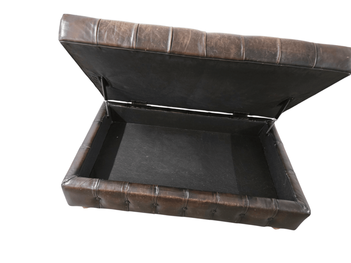 Timothy Oulton Westminster Three Seater Leather Sofa, Armchair, & Large Ottoman Set - Opulent Seating