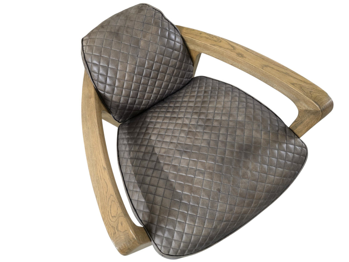 Timothy Oulton Wildcat Quilted Brown Leather Oak Armchair - Opulent Seating