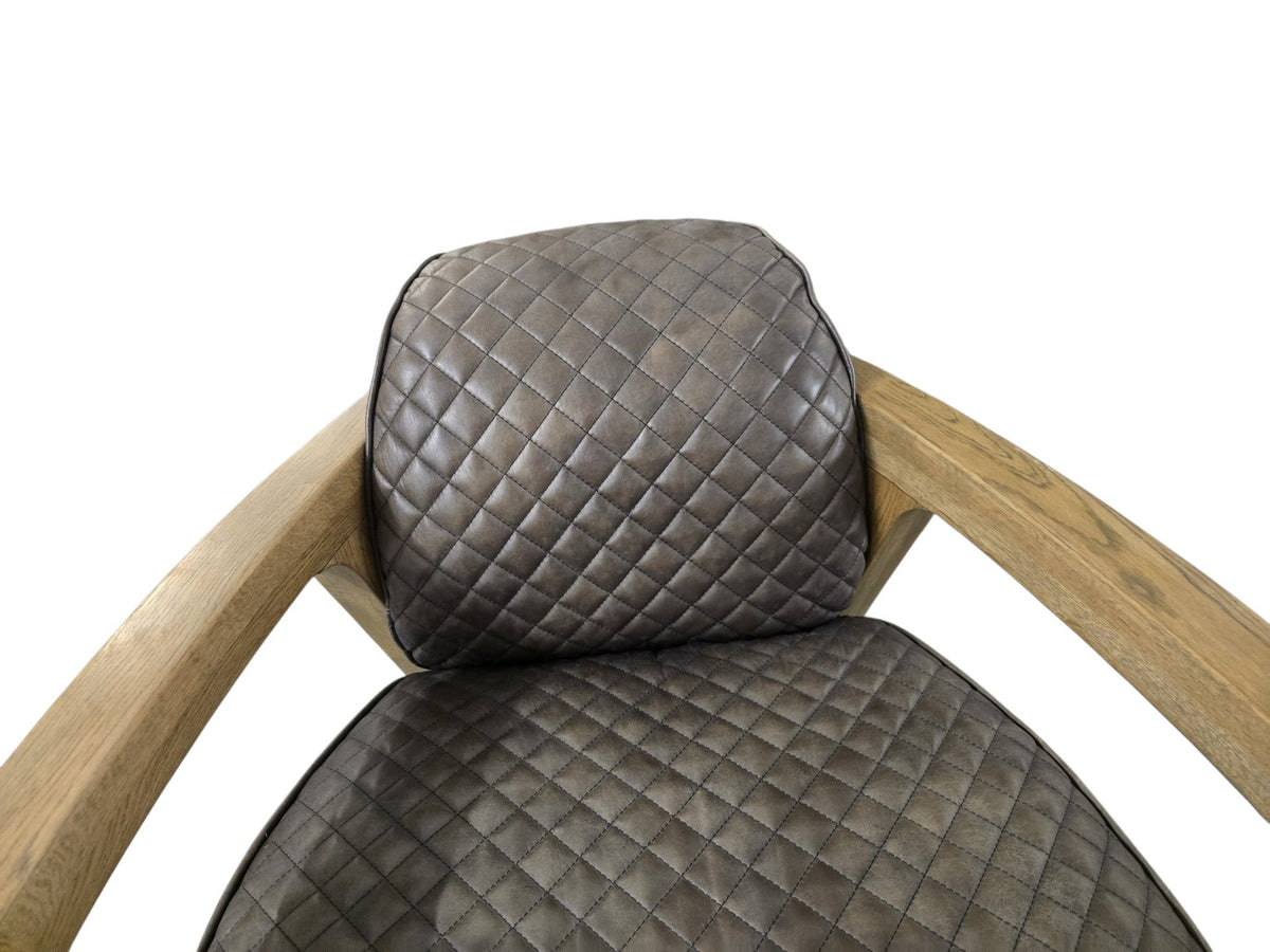Timothy Oulton Wildcat Quilted Brown Leather Oak Armchair - Opulent Seating
