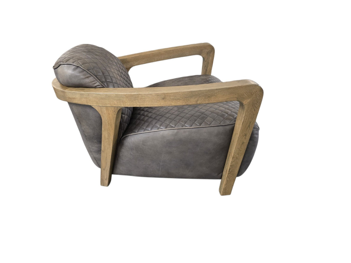 Timothy Oulton Wildcat Quilted Brown Leather Oak Armchair - Opulent Seating