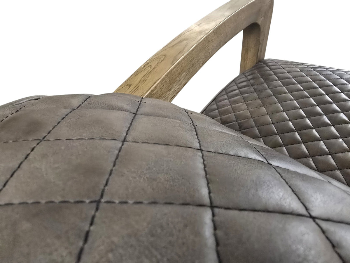 Timothy Oulton Wildcat Quilted Brown Leather Oak Armchair - Opulent Seating