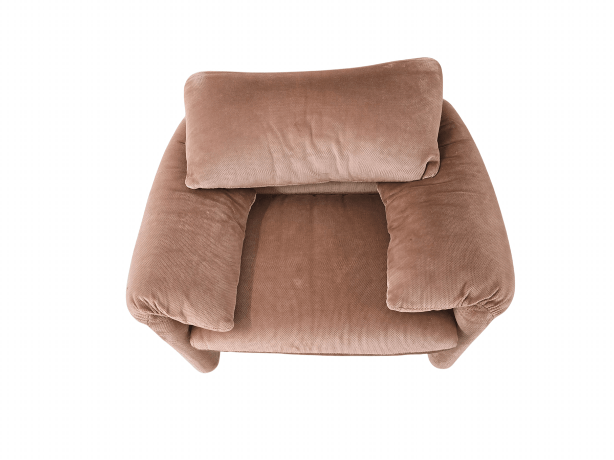 Vintage 1970s First Edition Cassina Maralunga 4 Piece Sofa Set in Dusty-Rose Velvet - Opulent Seating