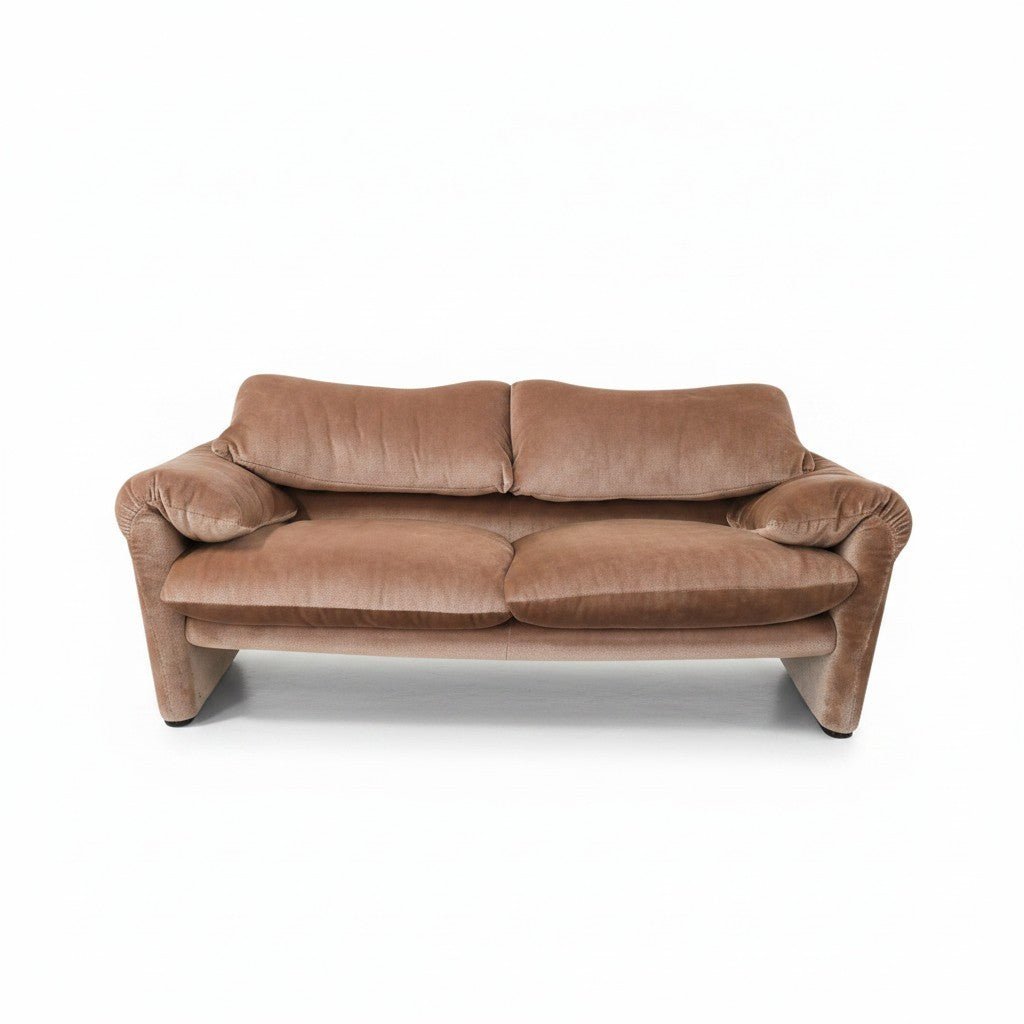 Vintage 1970s First Edition Cassina Maralunga 4 Piece Sofa Set in Dusty-Rose Velvet - Opulent Seating