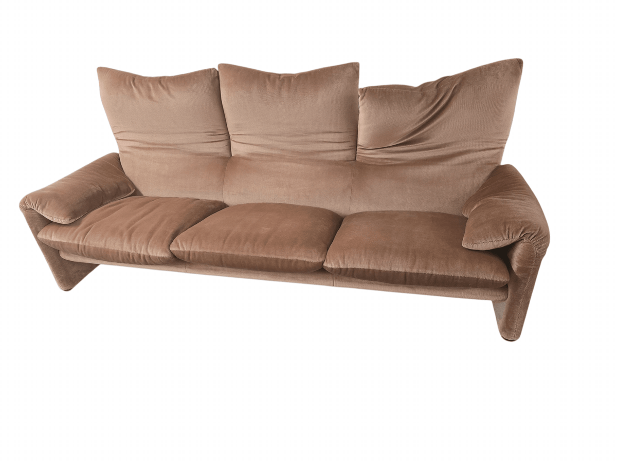 Vintage 1970s First Edition Cassina Maralunga 4 Piece Sofa Set in Dusty-Rose Velvet - Opulent Seating