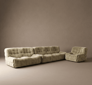 Vintage 3 Piece Ligne Roset "Kashima" Sofa Set in Pistachio Green Chenille