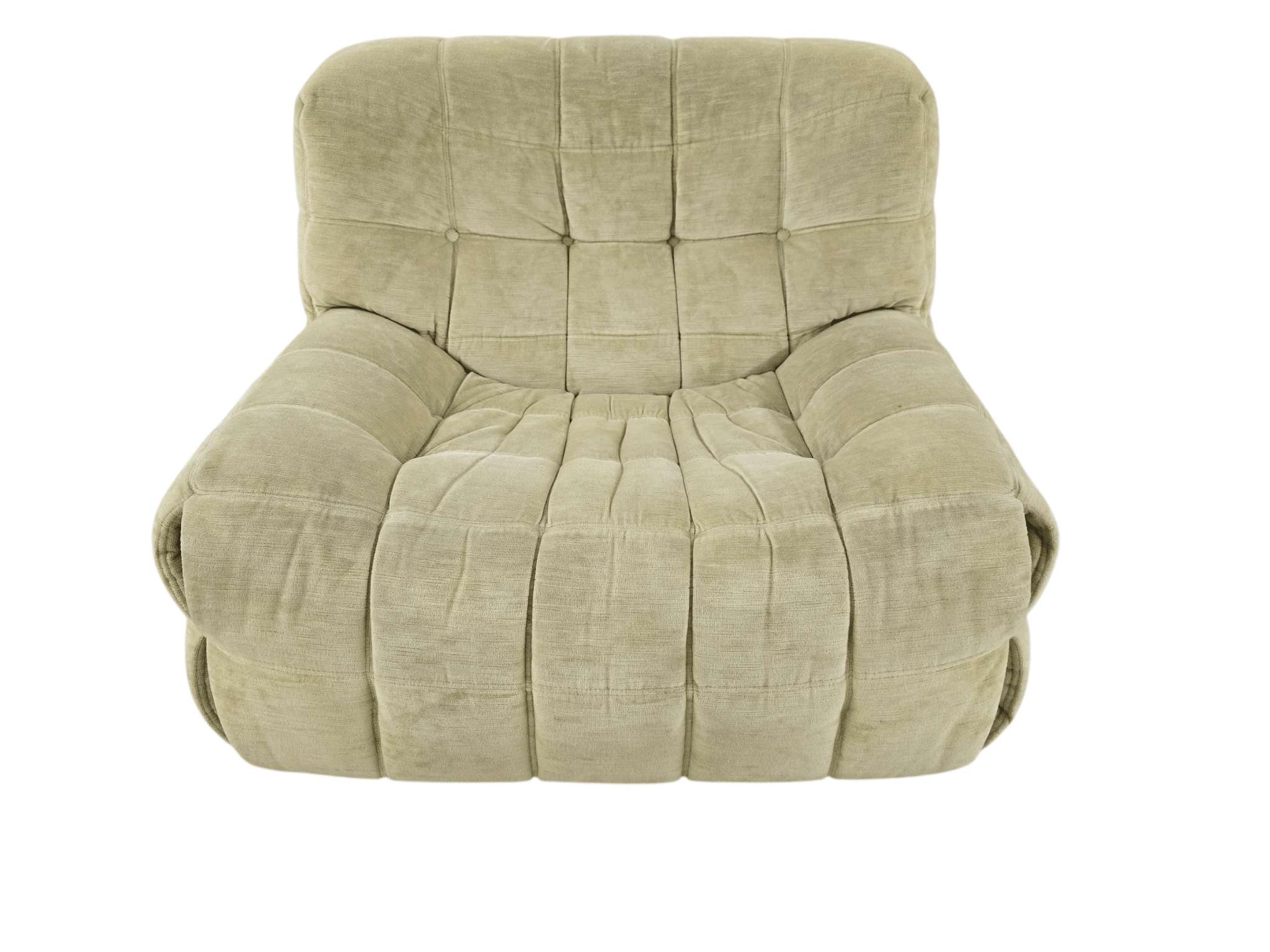 Vintage 3 Piece Ligne Roset "Kashima" Sofa Set in Pistachio Green Chenille - Opulent Seating