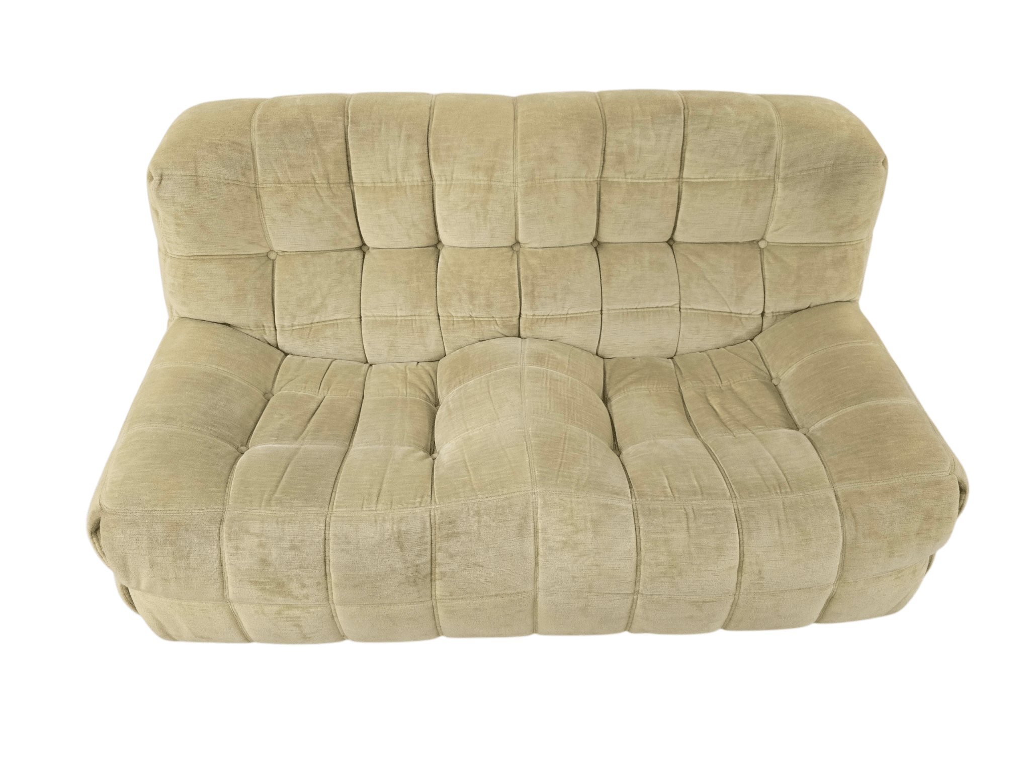 Vintage 3 Piece Ligne Roset "Kashima" Sofa Set in Pistachio Green Chenille - Opulent Seating