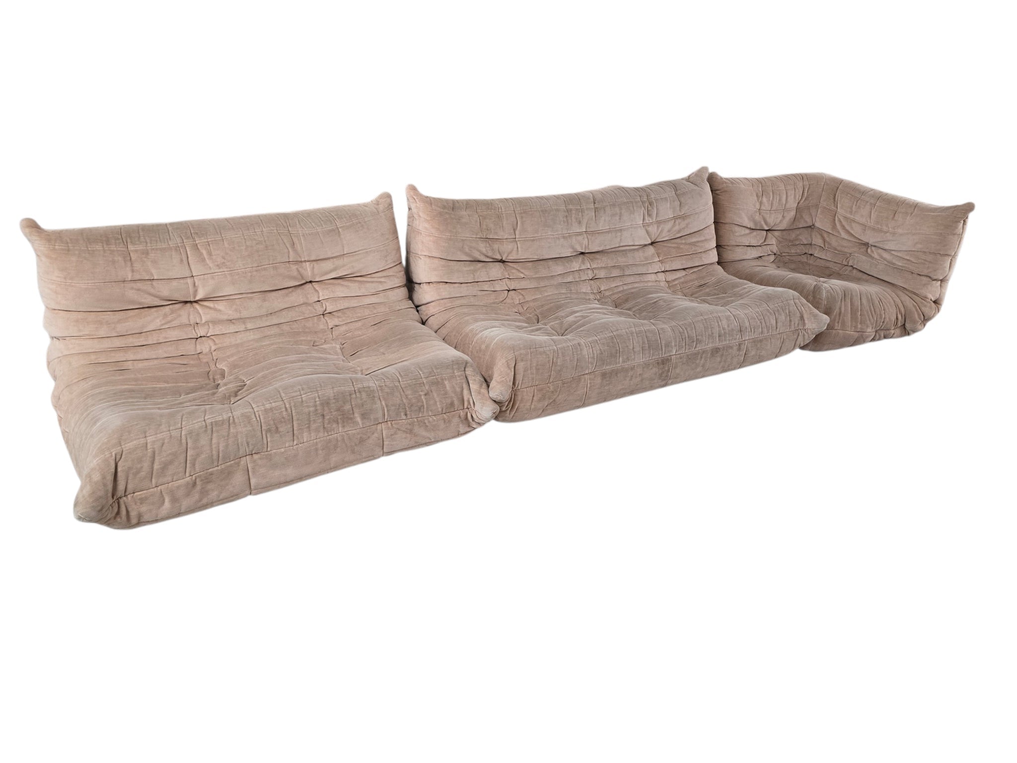 Vintage Ligne Roset Togo Modular Sofa Suite – Beige Chenille - Opulent Seating
