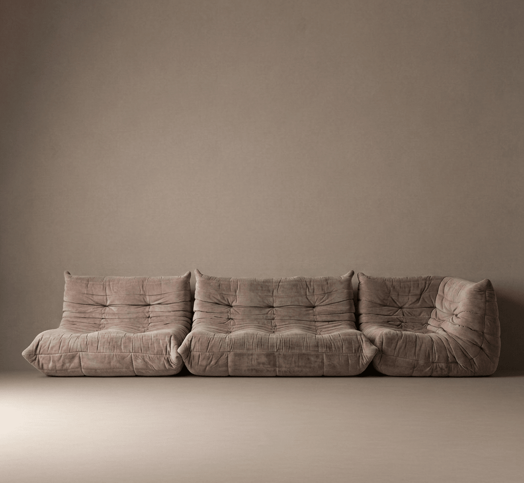 Vintage Ligne Roset Togo Modular Sofa Suite – Beige Chenille - Opulent Seating