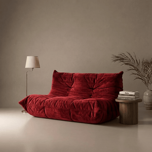 Vintage Ligne Roset Togo Two Seater Sofa in Burnt Orange Alcantara