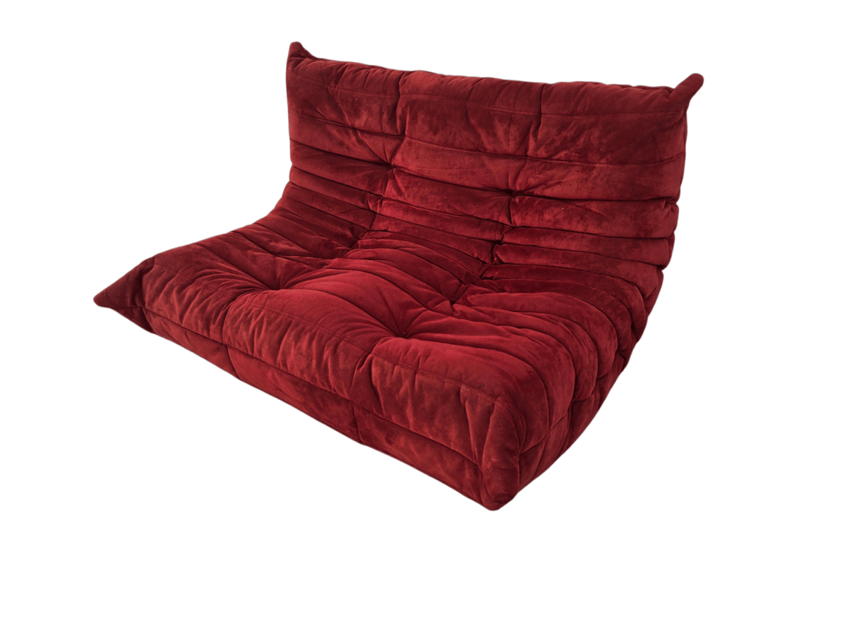 Vintage Ligne Roset Togo Two Seater Sofa in Burnt Orange Alcantara - Opulent Seating